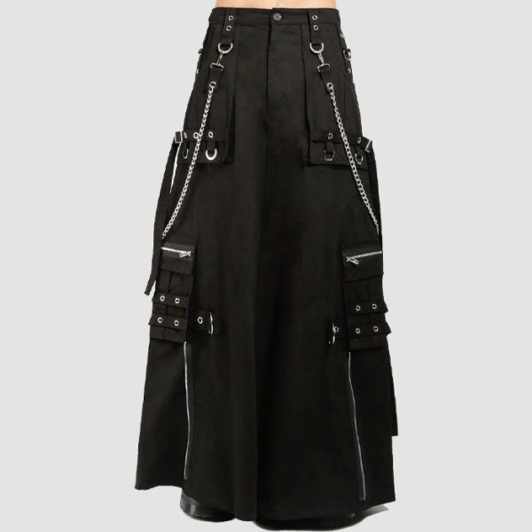 Black Gothic Kilt for Men Cargo Style Black Gothic Kilt for Men Cargo Style
