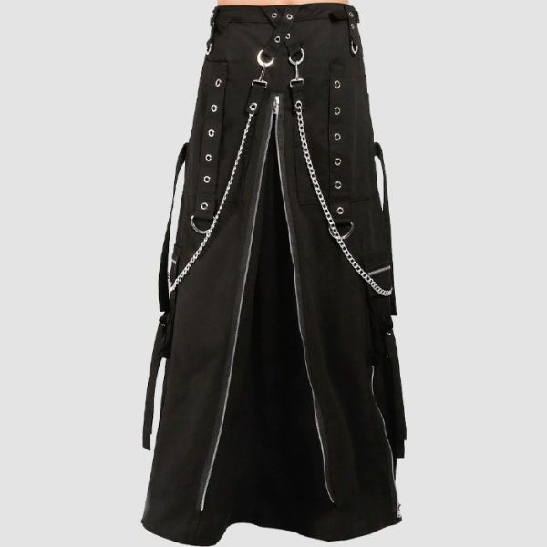 Black Gothic Kilt for Men Cargo Style Black Gothic Kilt for Men Cargo Style
