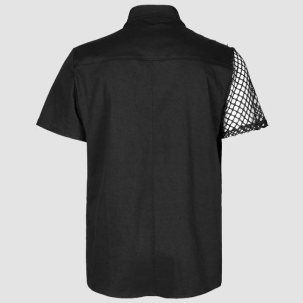Black Gothic Shirt Men - Gothic Short Sleeve Shirt