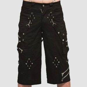 Mens Black Punk Cargo Shorts – Strap Streetwear Fit