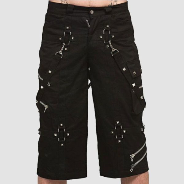 Mens Black Punk Cargo Shorts – Strap Streetwear Fit Mens Black Punk Cargo Shorts – Strap Streetwear Fit