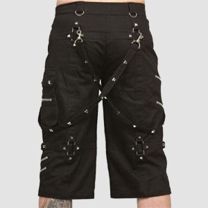 Mens Black Punk Cargo Shorts – Strap Streetwear Fit