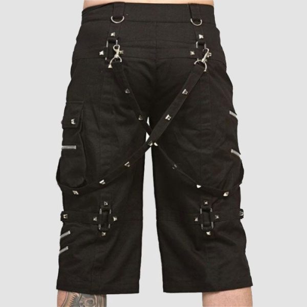 Mens Black Punk Cargo Shorts – Strap Streetwear Fit Mens Black Punk Cargo Shorts – Strap Streetwear Fit