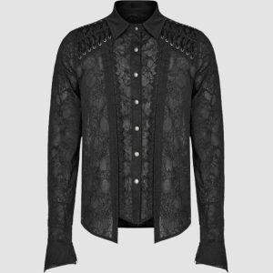 Black Gothic Lace Shirt Men – Victorian Style