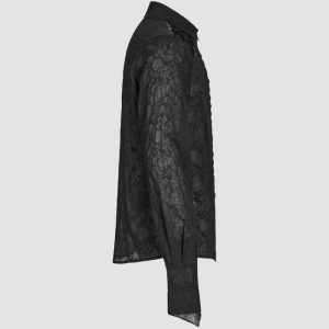 Black Gothic Lace Shirt Men – Victorian Style