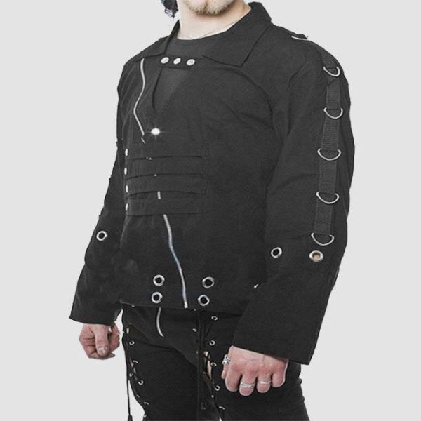 Black Gothic Jacket Men's – Modern Strap Detail Style