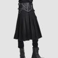 Black Gothic Kilt Men - Black Pleated Strap Style