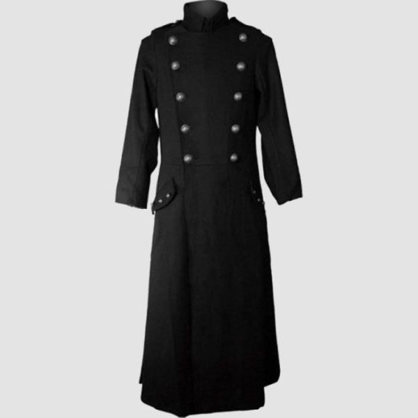 Black Mens Gothic Long Coat – Double Breasted Style Black Mens Gothic Long Coat – Double Breasted Style