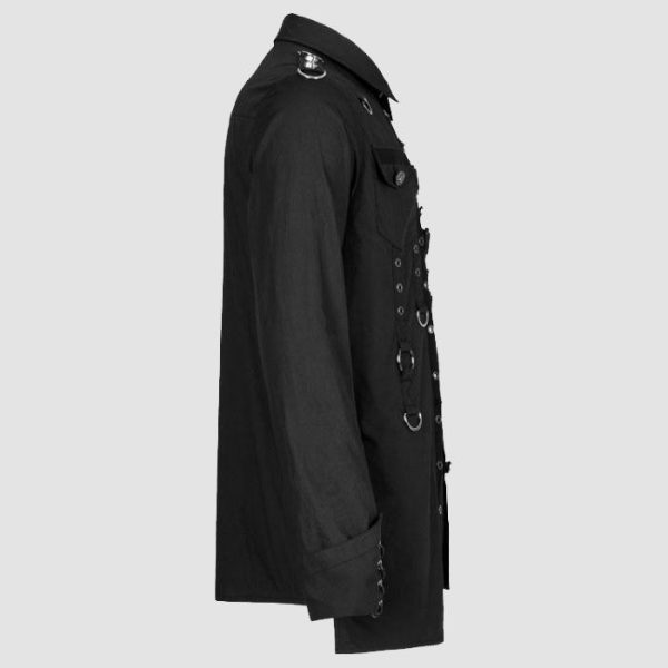 Black Gothic Shirt Mens – Strap Buckle Style Black Gothic Shirt Mens – Strap Buckle Style