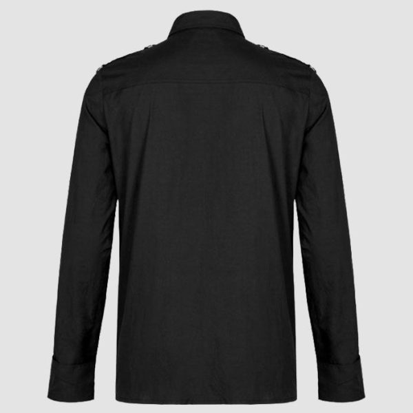 Black Gothic Shirt Mens – Strap Buckle Style Black Gothic Shirt Mens – Strap Buckle Style