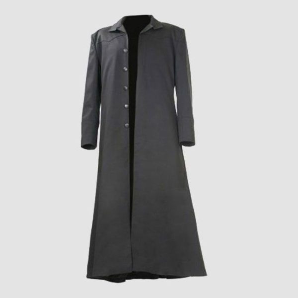 Classic Black Gothic Trench Coat for Men