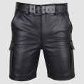 Black Leather Gothic Shorts for Men – Cargo Fit