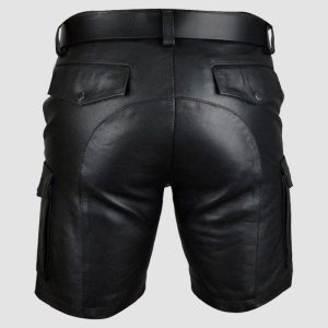 Black Leather Gothic Shorts for Men – Cargo Fit