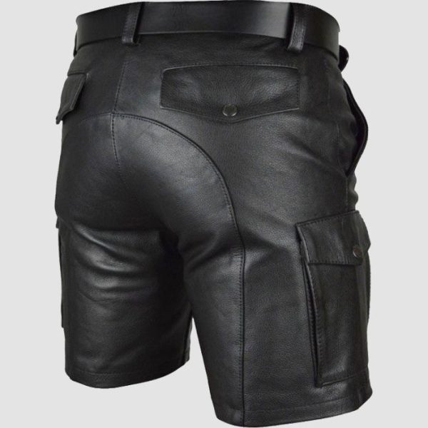 Black Leather Gothic Shorts for Men – Cargo Fit