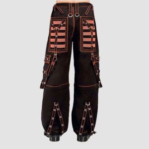 Gothic Cargo Pants Mens - Black Orange Techwear Pants