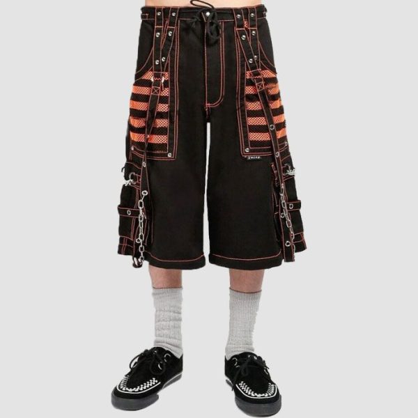 Gothic Cargo Pants Mens - Black Orange Techwear Pants Gothic Cargo Pants Mens - Black Orange Techwear Pants