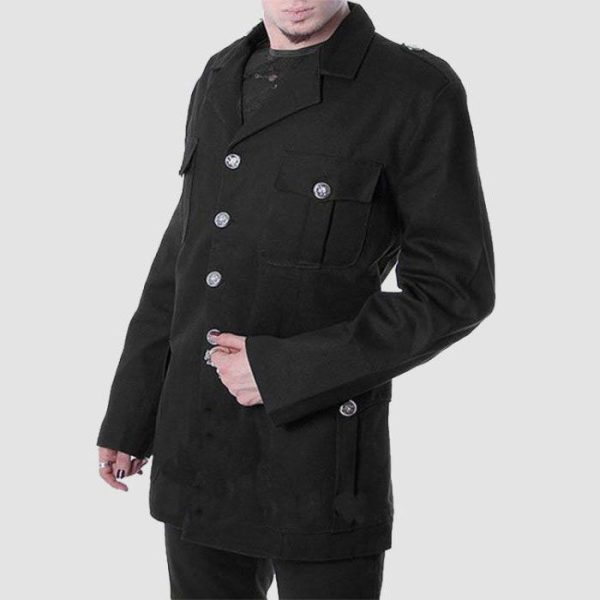 Mens Gothic Military Jacket - Military Long Coat Style