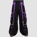 Black Purple Womens Gothic Baggy Pants – Strap Chain Design