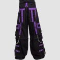 Black Purple Womens Gothic Baggy Pants – Strap Chain Design