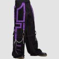 Black Purple Womens Gothic Baggy Pants – Strap Chain Design