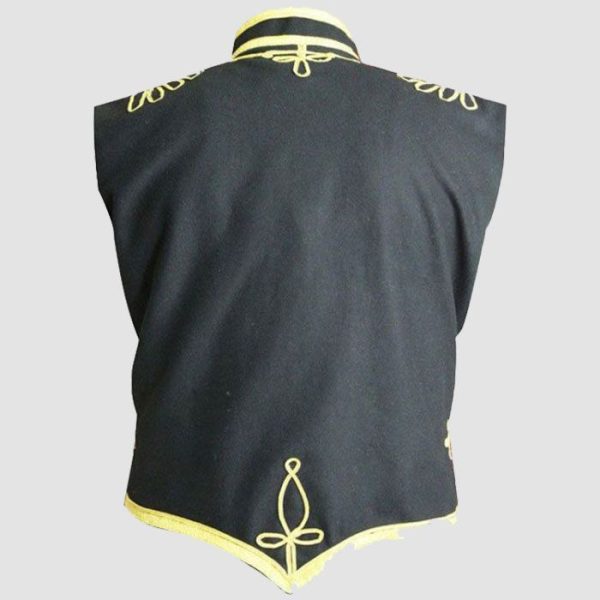 Black Gold Gothic Vest – Military Vest - Hussar Embroidered Style Black Gold Gothic Vest – Military Vest - Hussar Embroidered Style