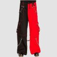 Mens red black cyberpunk cargo pants with chain details and utility cargo pockets