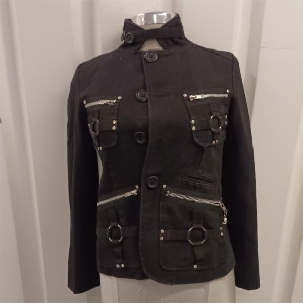 Womens Gothic Punk Jacket with Zip Pocket Details