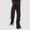 Mens cyber goth bondage pants with red stitching, metal rings, utility pockets, and adjustable gothic straps