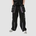 Mens Black Techwear Cargo Pants with Utility Pocket Design