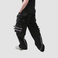 Mens Black Techwear Cargo Pants with Utility Pocket Design