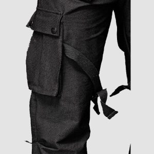 Mens Black Gothic Cargo Pants with Tactical Straps Mens Black Gothic Cargo Pants with Tactical Straps