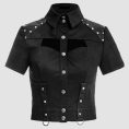 Womens Gothic Crop Top with Studded Shoulder Design
