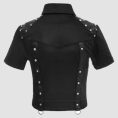 Womens Gothic Crop Top with Studded Shoulder Design
