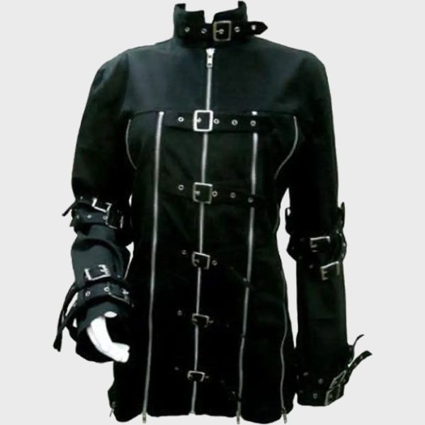 Womens Gothic Zip Jacket with Strap & Buckle Details Womens Gothic Zip Jacket with Strap & Buckle Details