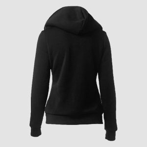 Womens Black Gothic Hoodie with Asymmetrical Zip Style