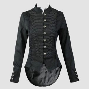 Womens Black Gothic Jacket - MIlitary Style
