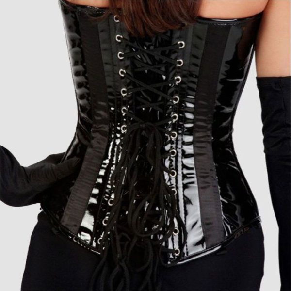 Black Gothic Corset Womens with Industrial Buckle Detail