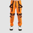 Orange Techwear Pants Mens with Strap Details