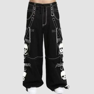 Mens Gothic Skull Cargo Pants