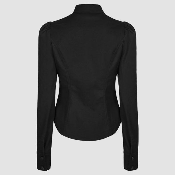 Womens Gothic Black Shirt with Mesh Panel Design