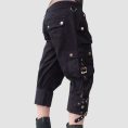 Womens Gothic Cargo Shorts – Black Buckle Capri Style