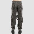 Mens gothic utility jeans in washed black denim featuring utility pocket detailing and industrial hardware accents