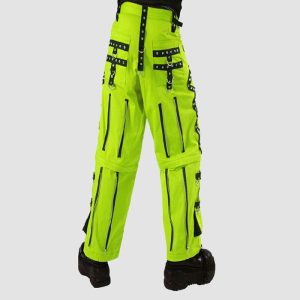 Neon Green Cyber Goth Pant Neon green cyber goth pant with chains, metal rings, straps, and alternative streetwear styling