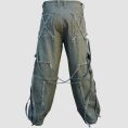 Mens olive goth cargo pants featuring utility pockets, zipper details, adjustable straps, and alternative fashion styling