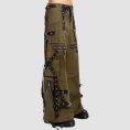Mens techwear cargo pants in olive green featuring utility cargo pockets, industrial hardware details, and a relaxed wide-leg streetwear fit.