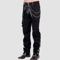 Mens steampunk gothic pants in black featuring decorative chains, buckle accents, and Victorian-inspired alternative fashion styling.