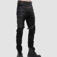 Mens black gothic chain pants with decorative chains, buckle straps, and alternative gothic fashion styling