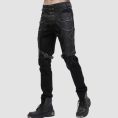 Mens black gothic chain pants with decorative chains, buckle straps, and alternative gothic fashion styling