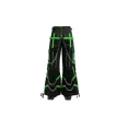 Green spider web cyber goth cargo pants with industrial chain details back view